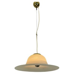 Chandelier Pendant Lamp Murano Glass Golden Aluminum Midcentury, Italy, 1970s