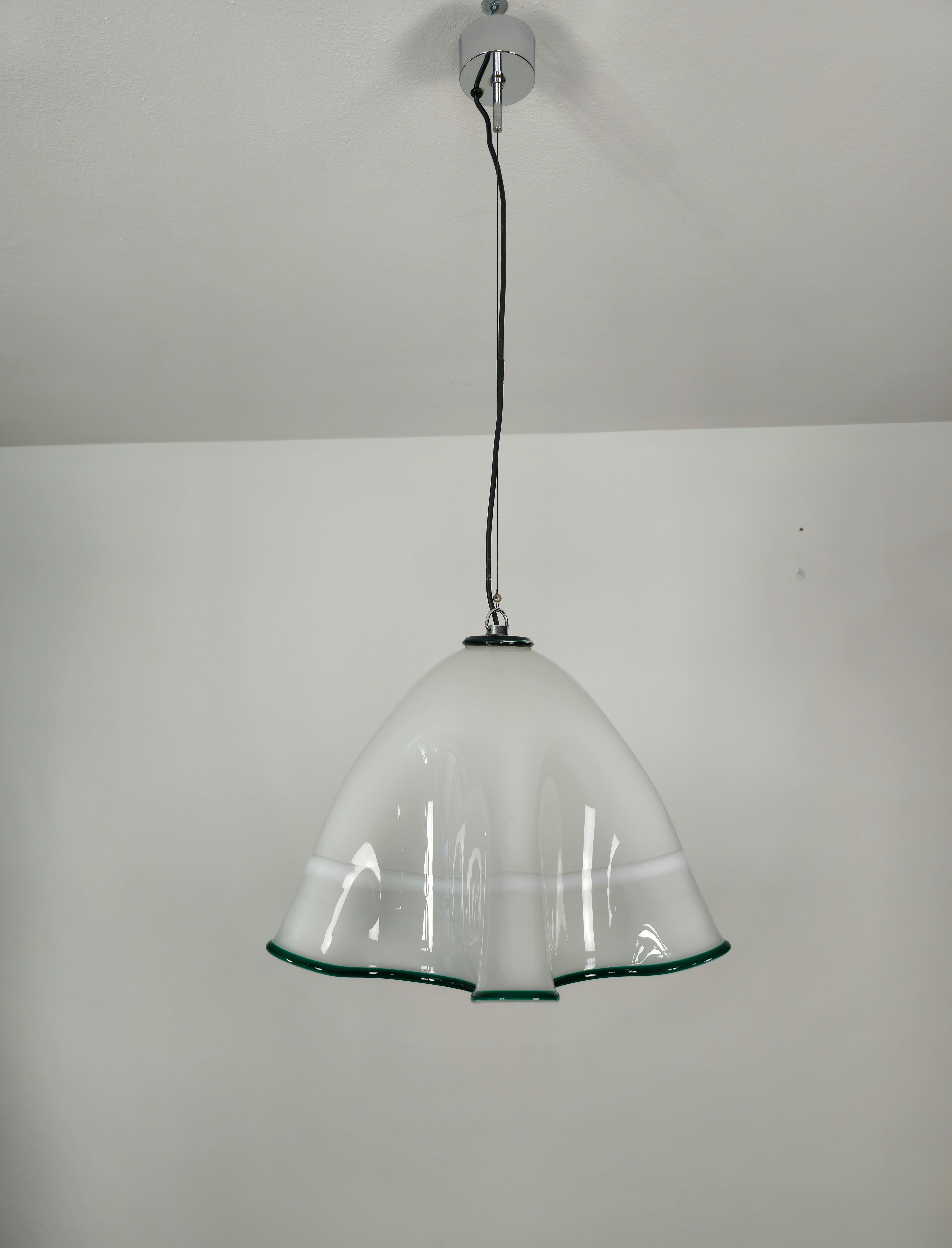 Chandelier Pendant Lamp Murano Glass Luciano Vistosi Midcentury, Italy, 1970s 1