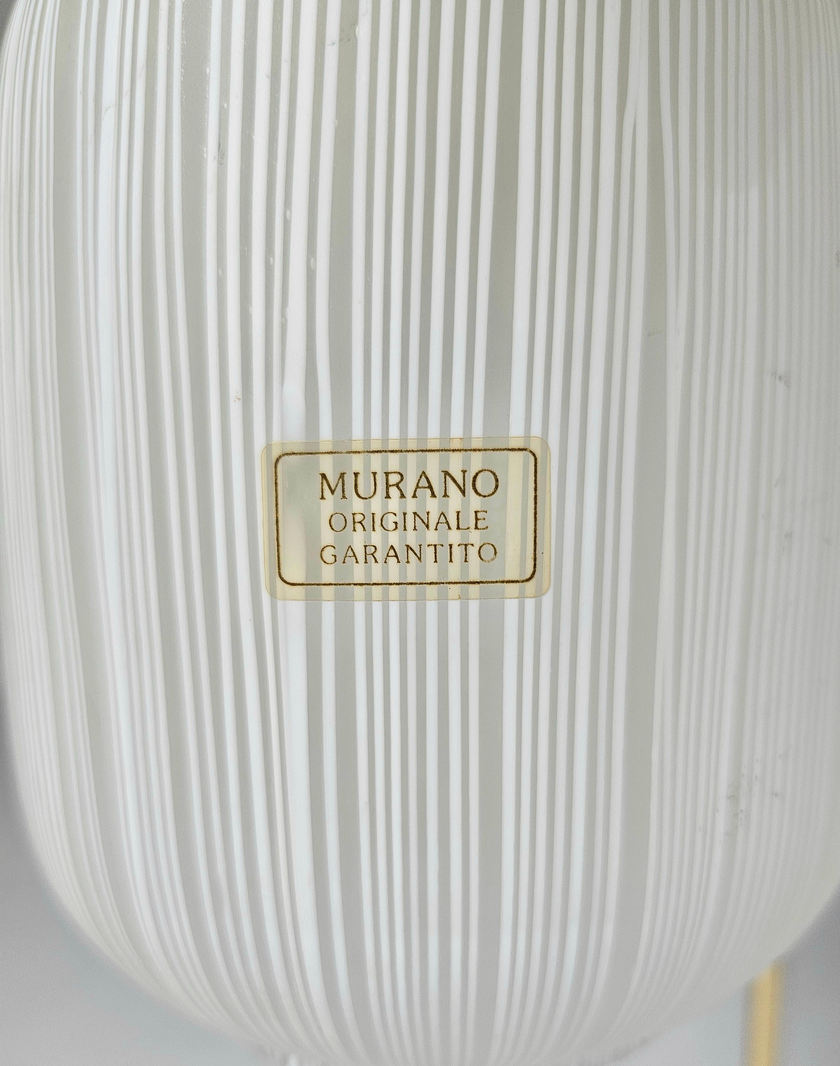Italian Chandelier Pendant Murano Glass Golden Aluminum Midcentury Modern Italy 1970s