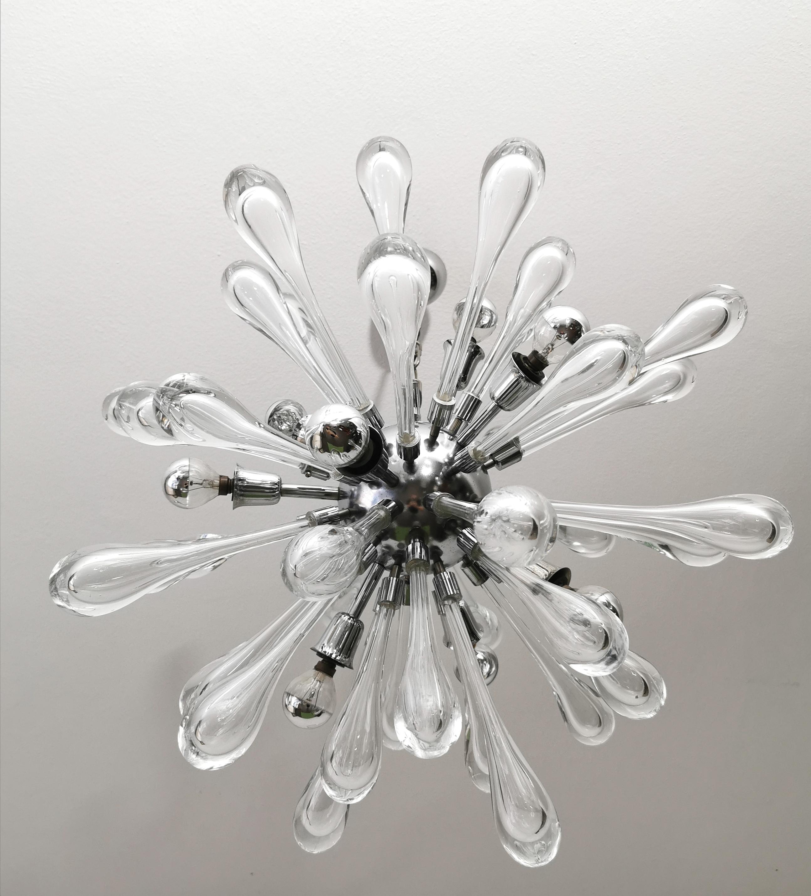 Mid-Century Modern Chandelier Pendant Sputnik Murano Glass Midcentury Italian Design 1960s