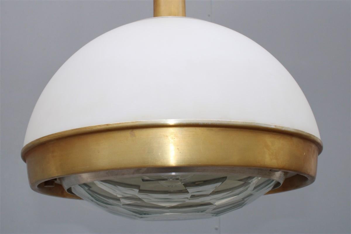 Chandelier Pia Guidetti Crippa for Lumi Italian Midcentury Design White Diamond For Sale 3