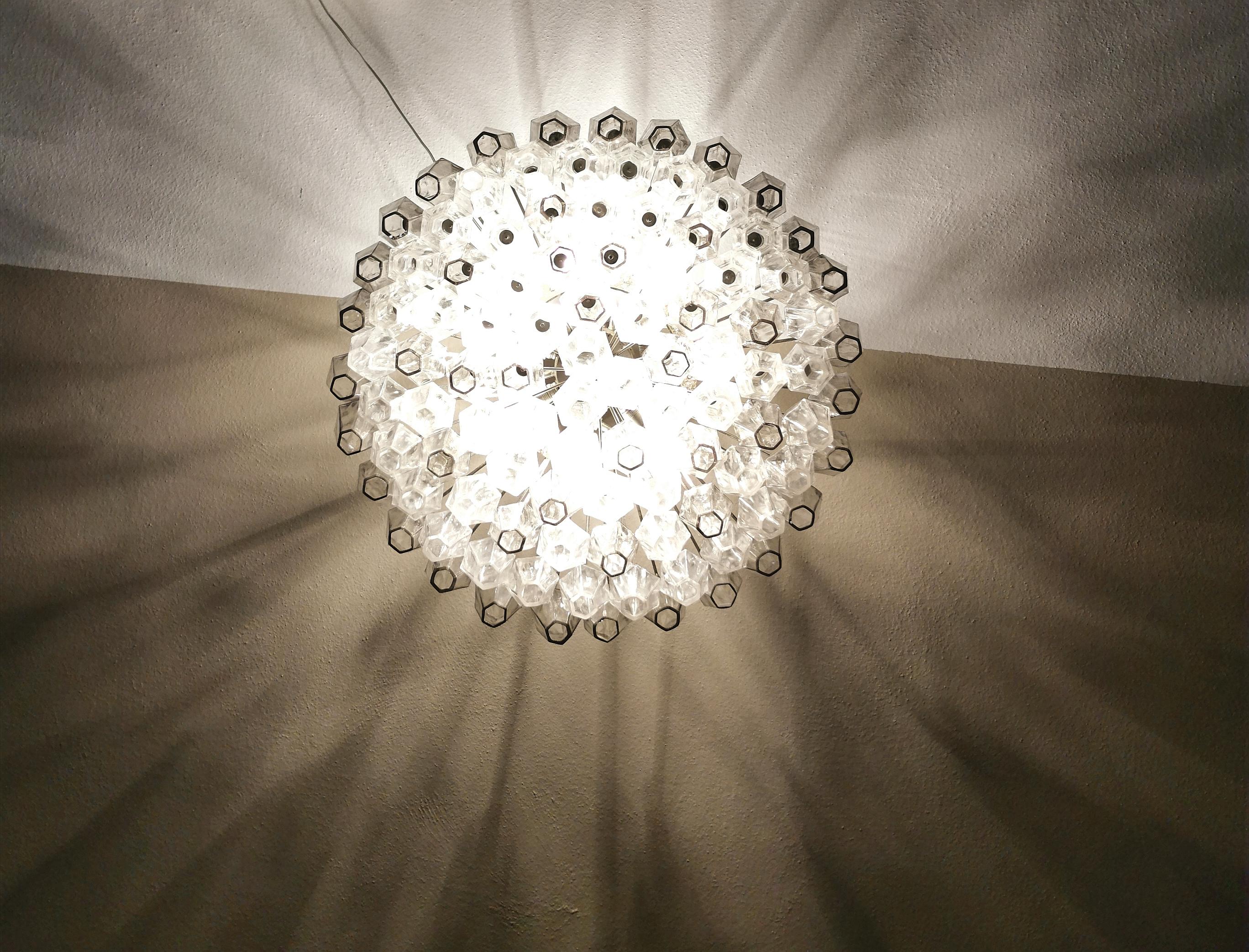 Chandelier Poliedri by Carlo Scarpa for Venini Murano Glass Midcentury Italy 60s 5