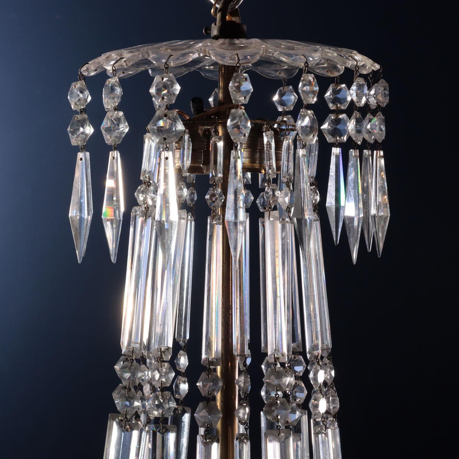 English Chandelier Regency Glass England \'800 For Sale