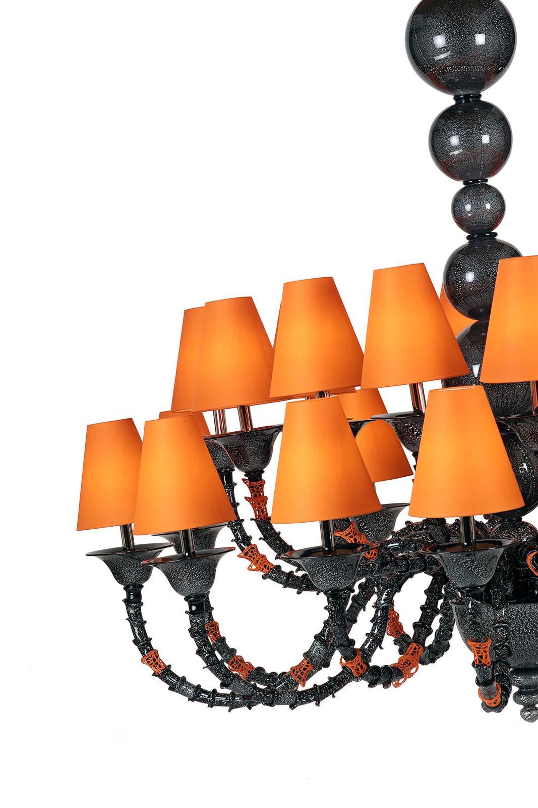 Araña Estilo Rezzonico con 24 Luces en Cristal de Murano e Impresión 3D Moderno en venta