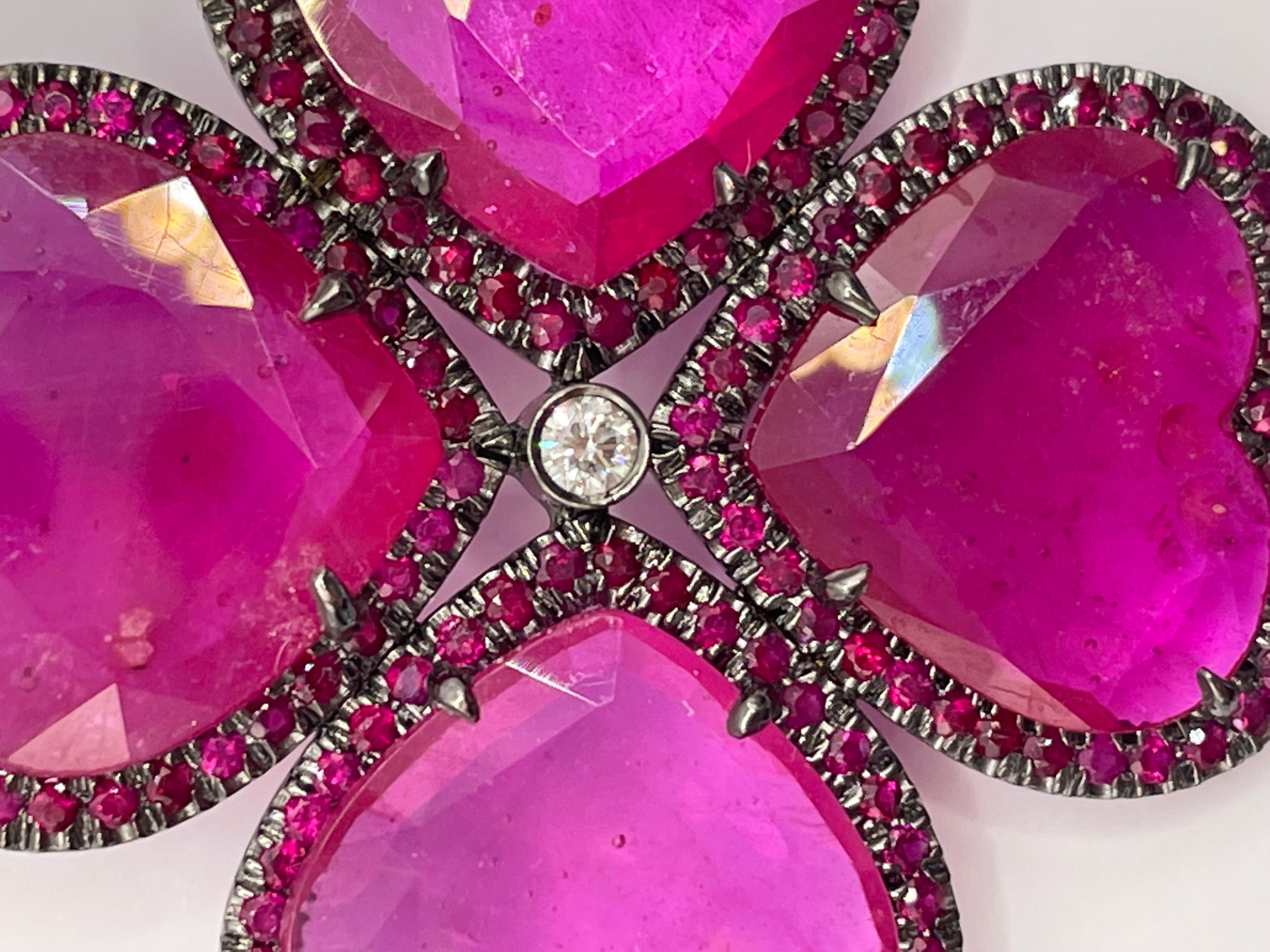 Contemporary Chandelier Ruby and Diamond Earrings by Julia Shlovsky For Sale