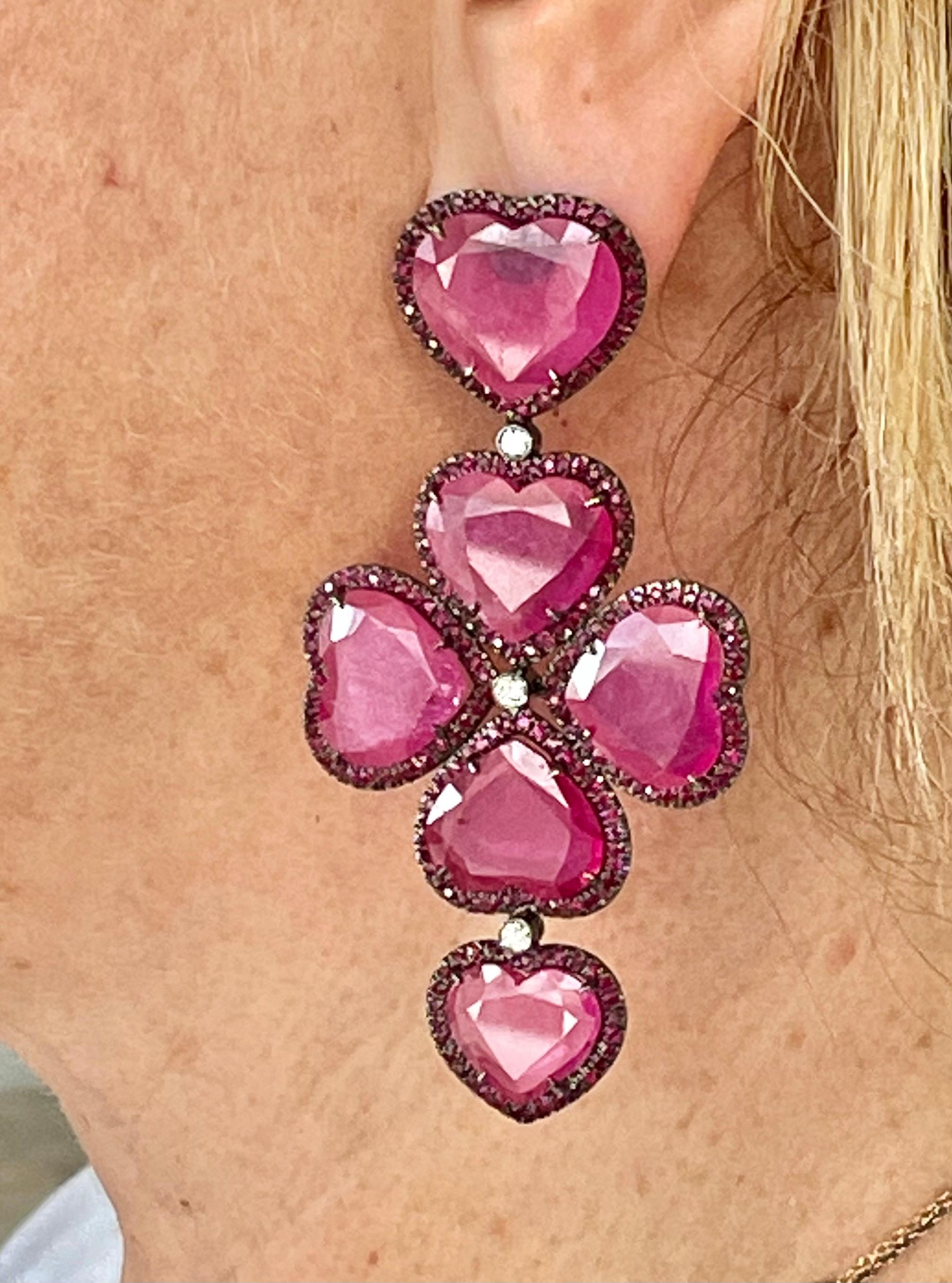 Women's Chandelier Ruby and Diamond Earrings by Julia Shlovsky For Sale