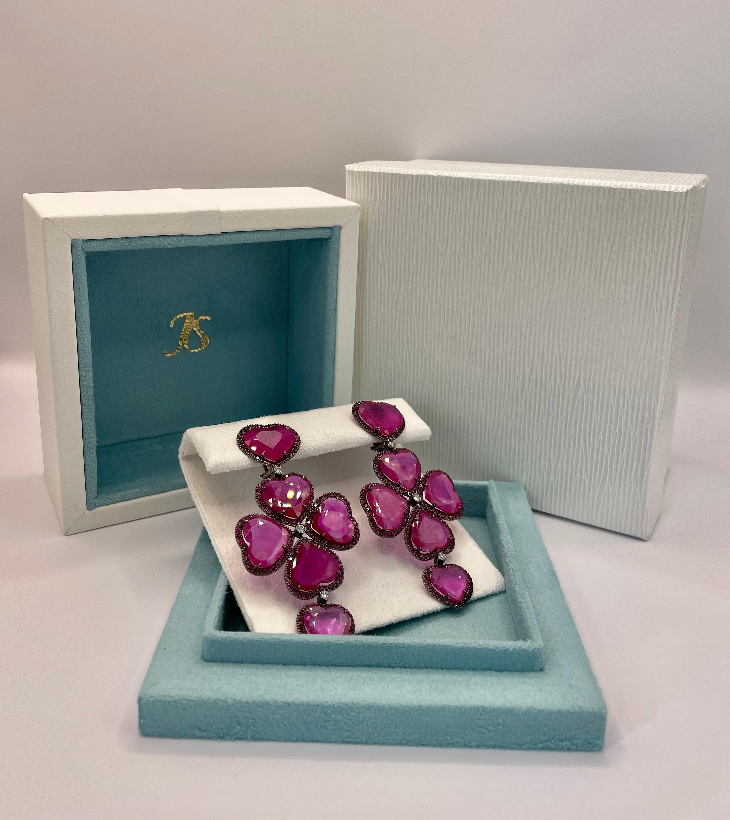 Chandelier Ruby and Diamond Earrings by Julia Shlovsky For Sale 1
