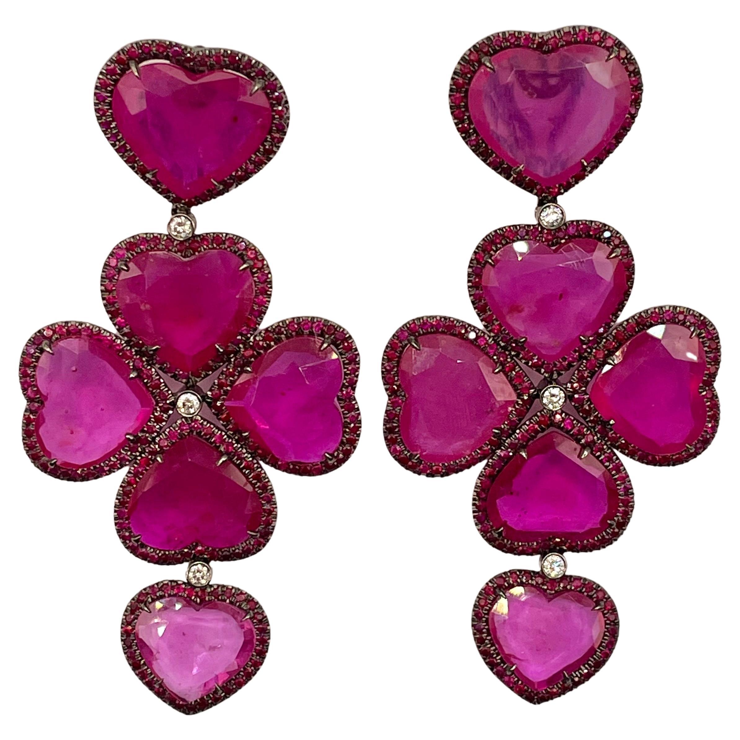 Boucles d'oreilles lustre en rubis et diamants de Julia Shlovsky