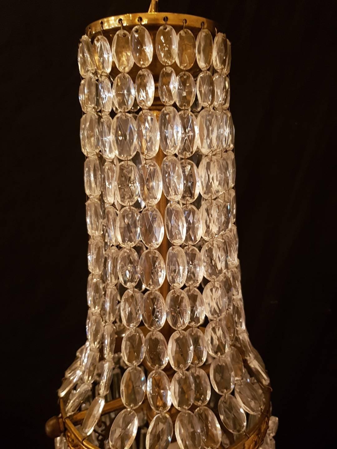 Chandelier Sac a Perle, Empire Style For Sale 5