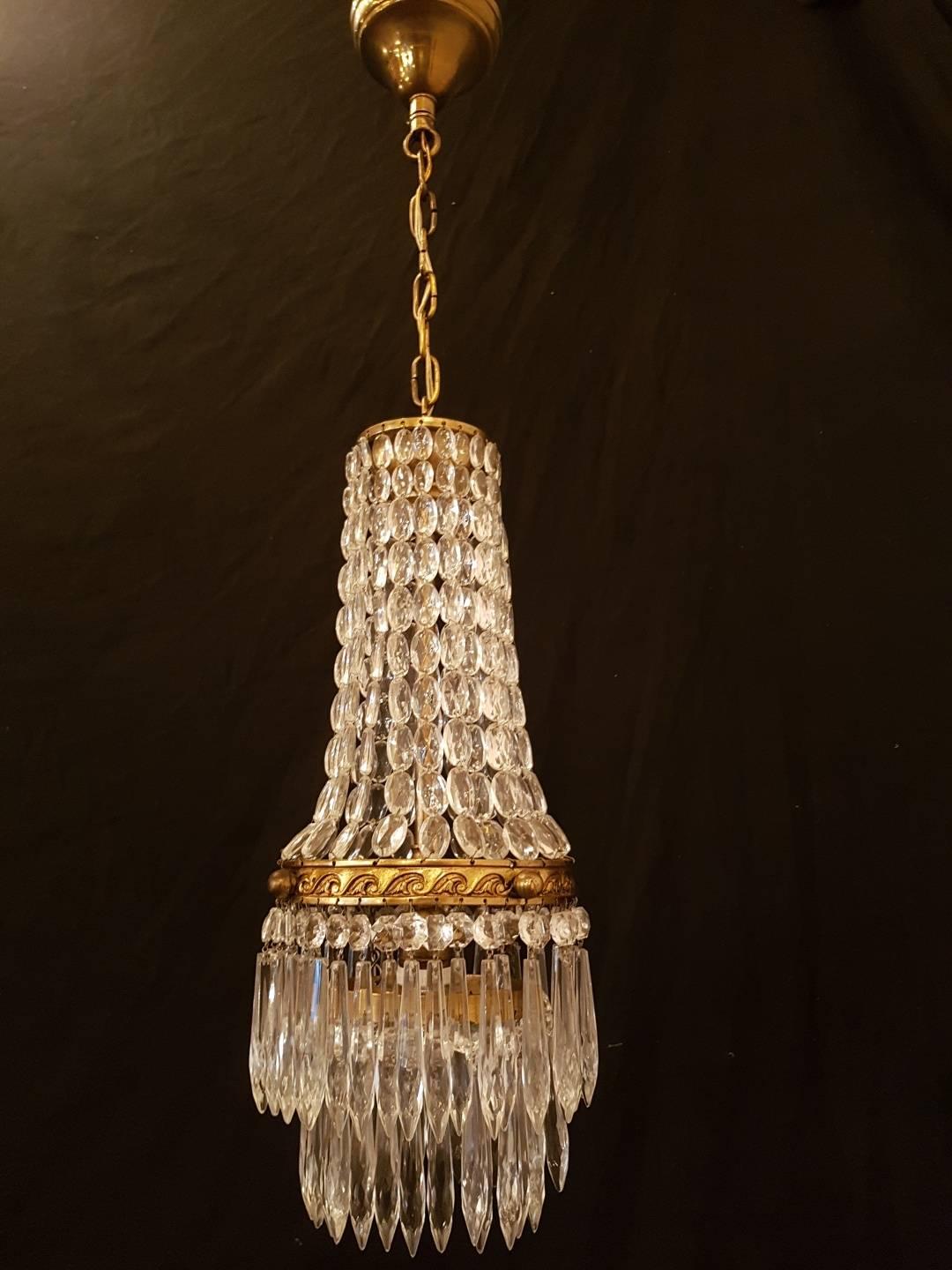 Chandelier Sac a Perle, Empire Style In Good Condition For Sale In Oldebroek, NL