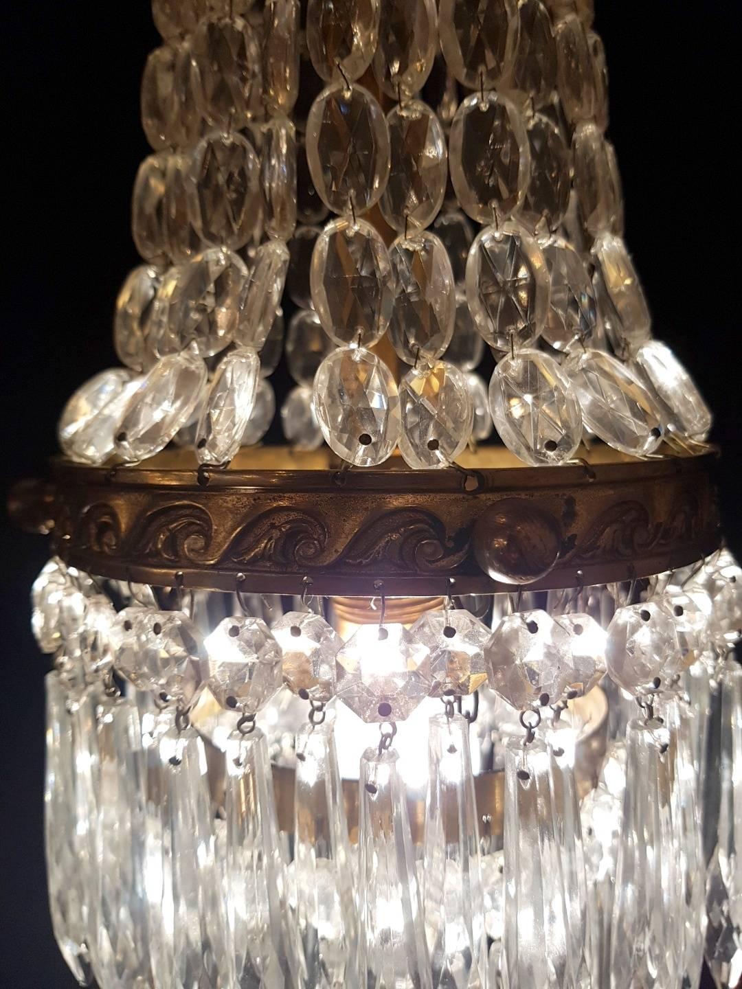 20th Century Chandelier Sac a Perle, Empire Style For Sale