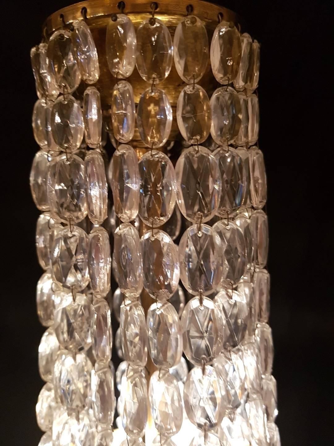 Brass Chandelier Sac a Perle, Empire Style For Sale