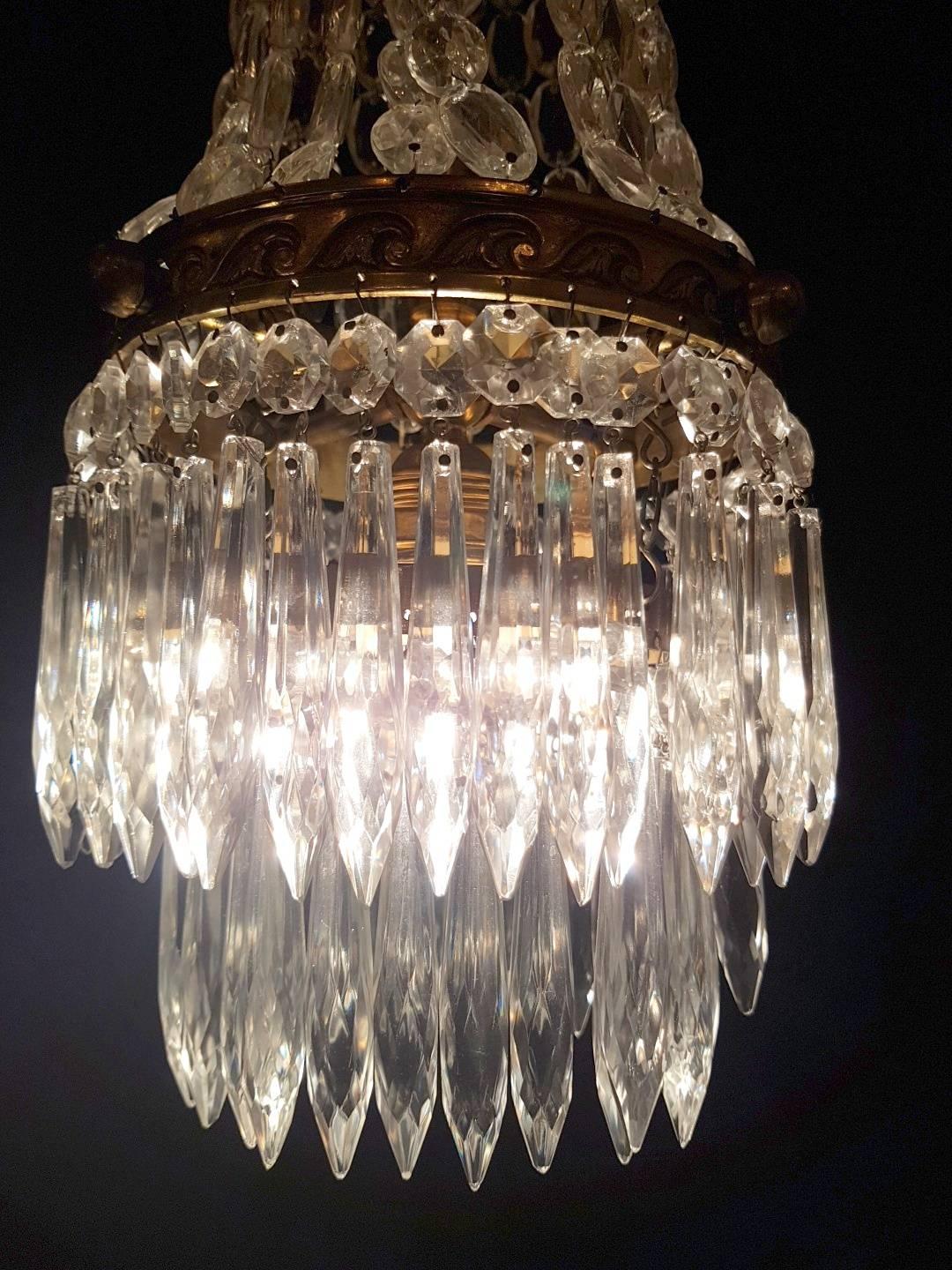 Chandelier Sac a Perle, Empire Style For Sale 2