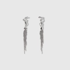 Chandelier Sculptural Contemporary Couture 14KW Gold Earrings Chain Fringe