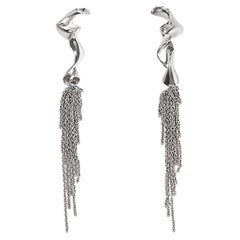 Chandelier Sculptural Contemporary Couture 14KW Gold Earrings Chain Fringe 