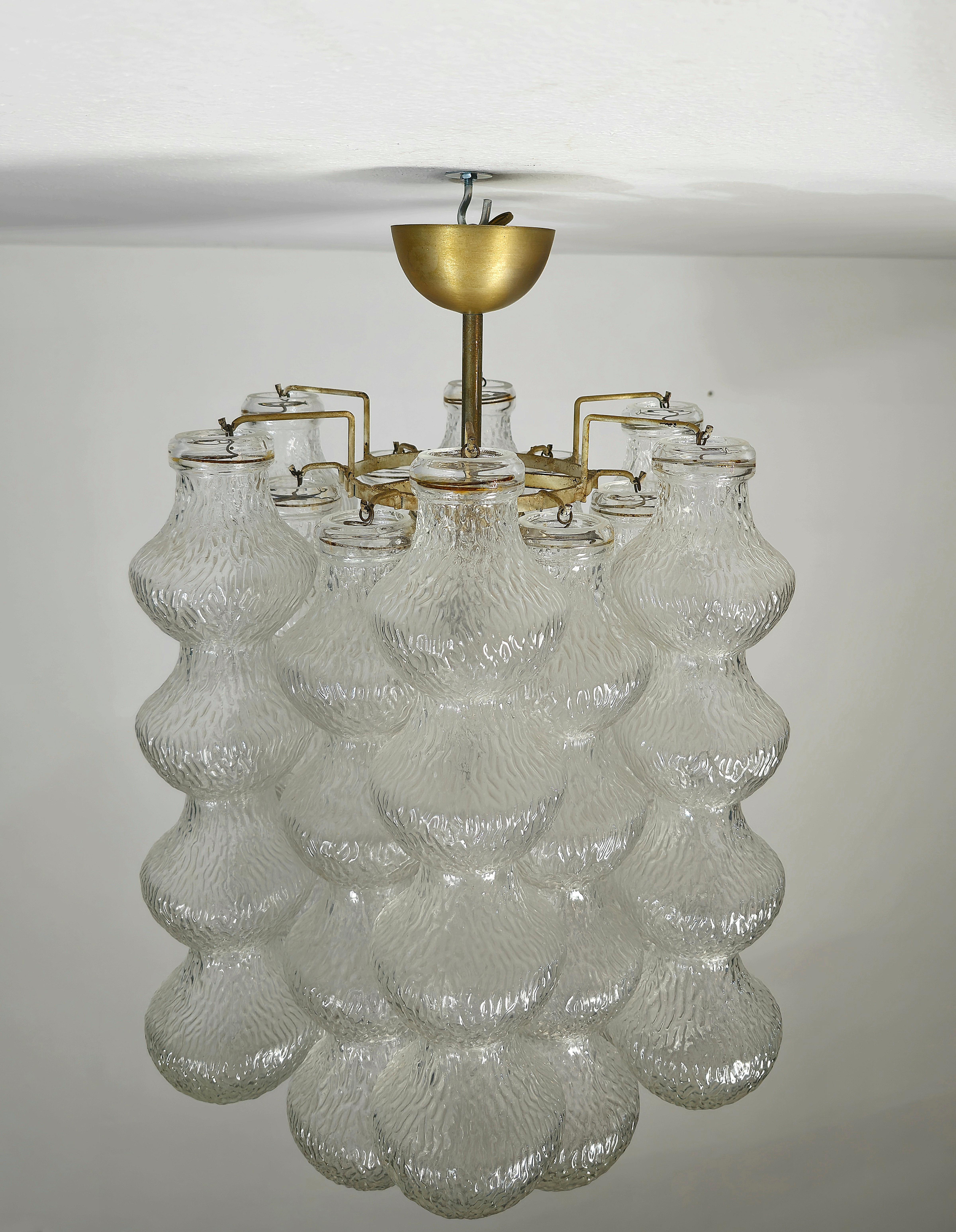 Mid-20th Century Chandelier Seguso Murano Glass Metal Aluminum Midcentury Italian Design 1960s For Sale