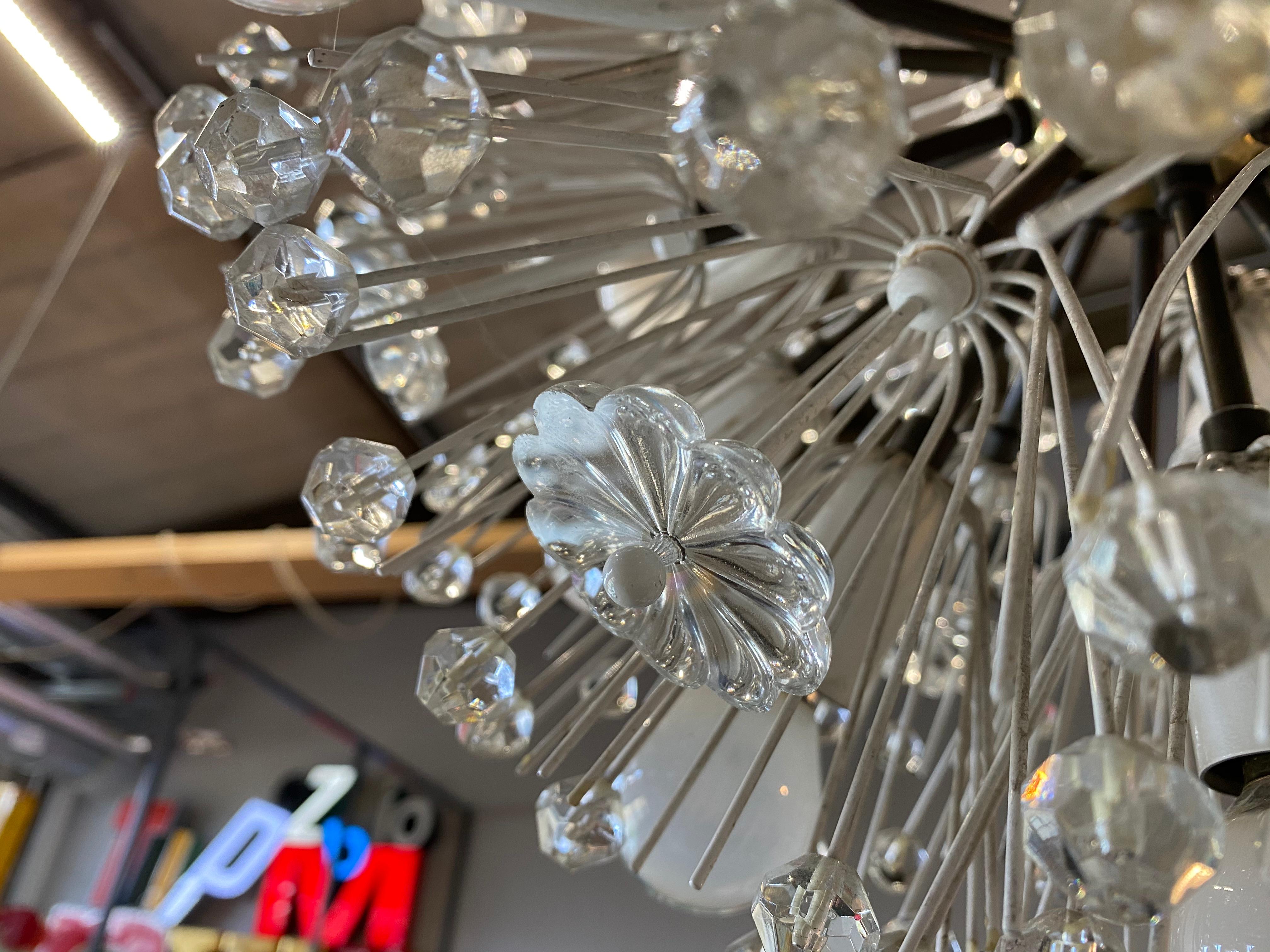 Chandelier Snowball Sputnik by Emil Stejnar for Rupert Nikoll, Vienna, 1950s For Sale 6