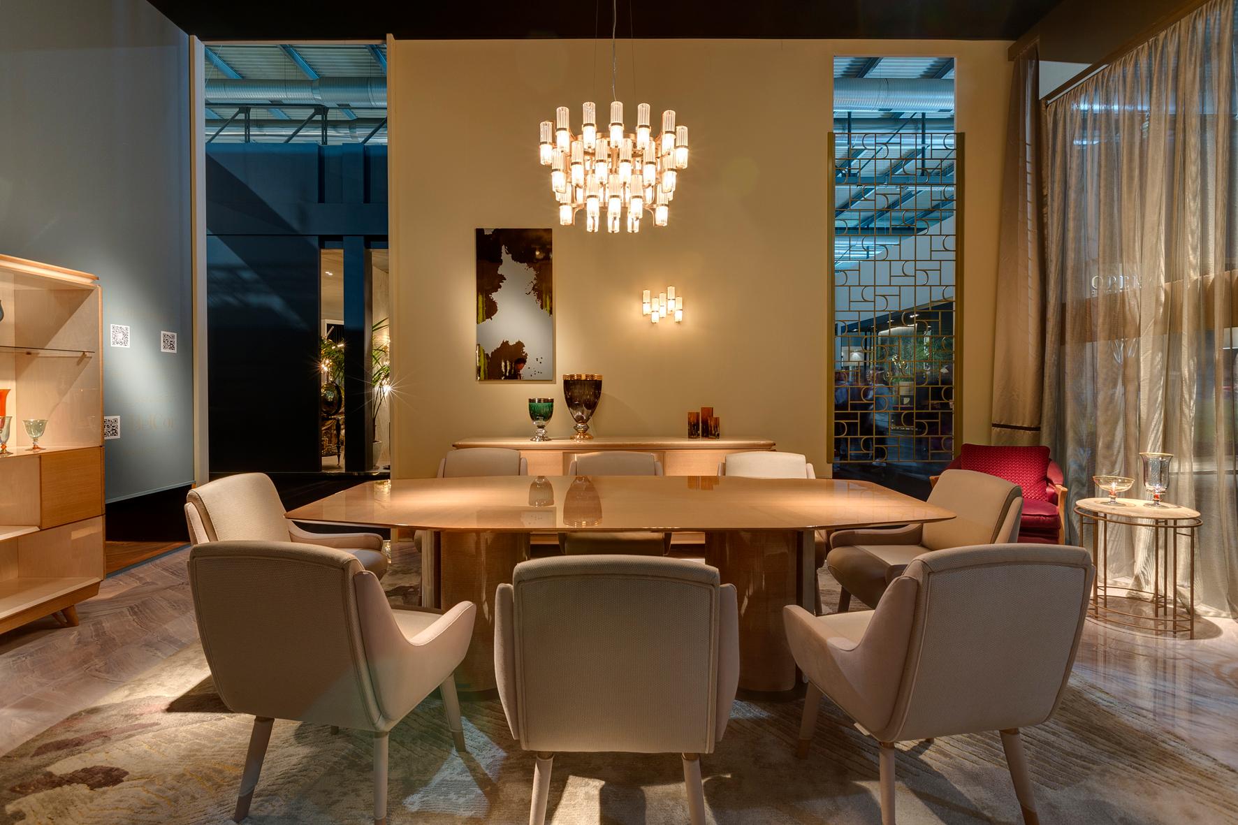 Galvanized Soave modern rose gold chandelier, crystal lampshades For Sale