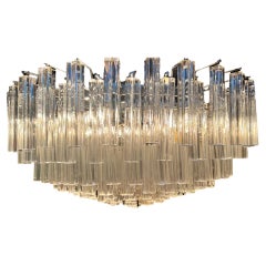Chandelier ST12 Quadrilobo in Steel and Crystal by Vistosi, 1970s, Italy 