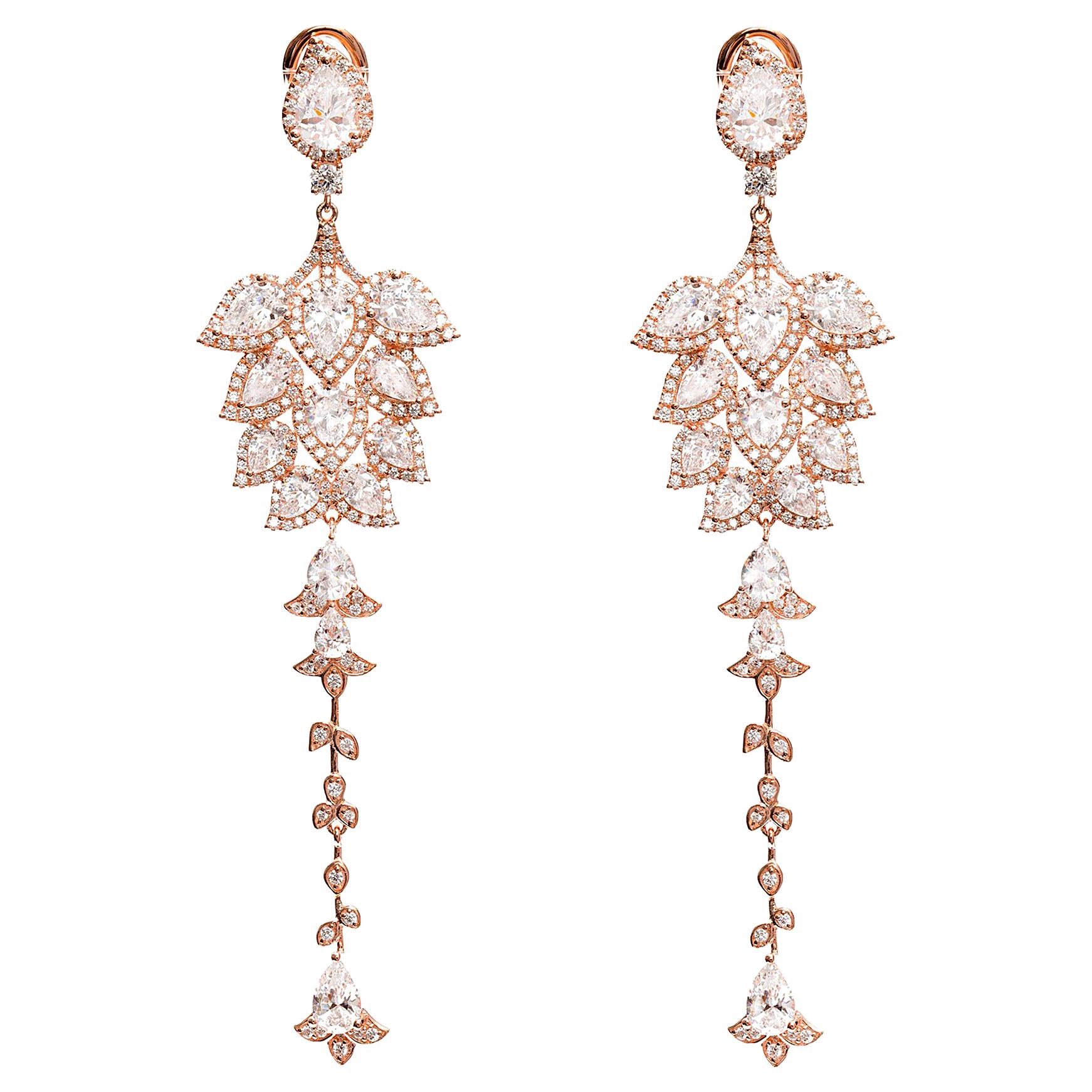 Ammanii Chandelier Statement Earrings Rose GoldPlated Sterling Silver at 1stDibs rose gold