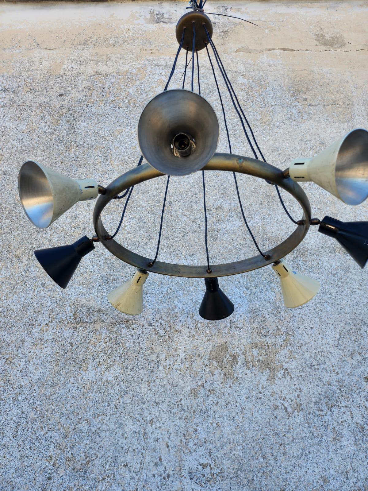 Italian Chandelier style Stilnovo Milan Mid Century For Sale