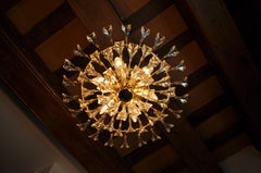 Chandelier '"Sun"by Oscar Torlasco for Stilkronen Triedri Cut Glass, Italy, 1980