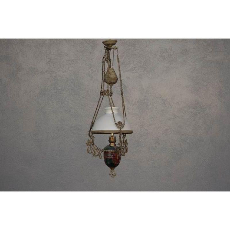 Bronzo Sospensione per lampadario in bronzo e opalina in vendita