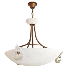 Chandelier Suspension Lamp Murano Glass Metal Mid-Century Modern Italy 1980s