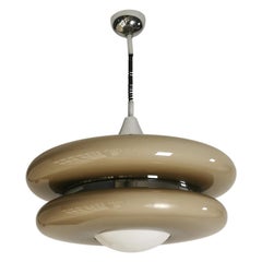 Chandelier Suspension Lamp Plexiglass Chromed Aluminum Midcentury Italy 1970s