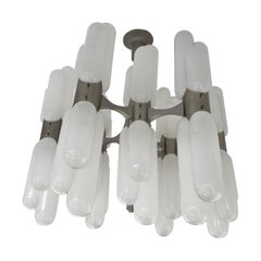 Vintage Chandelier Torpedo Murano Glass Metal by Carlo Nason for Mazzega, Italy, 1970s
