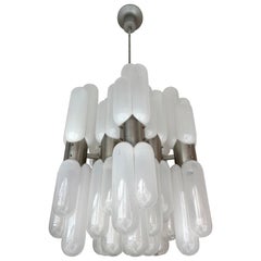 Chandelier Torpedo Murano Glass Metal by Carlo Nason for Mazzega, Italy, 1970s