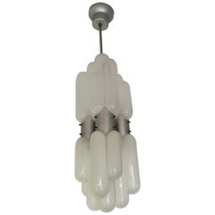 Chandelier Torpedo Murano Glass Metal by Carlo Nason for Mazzega, Italy, 1970s