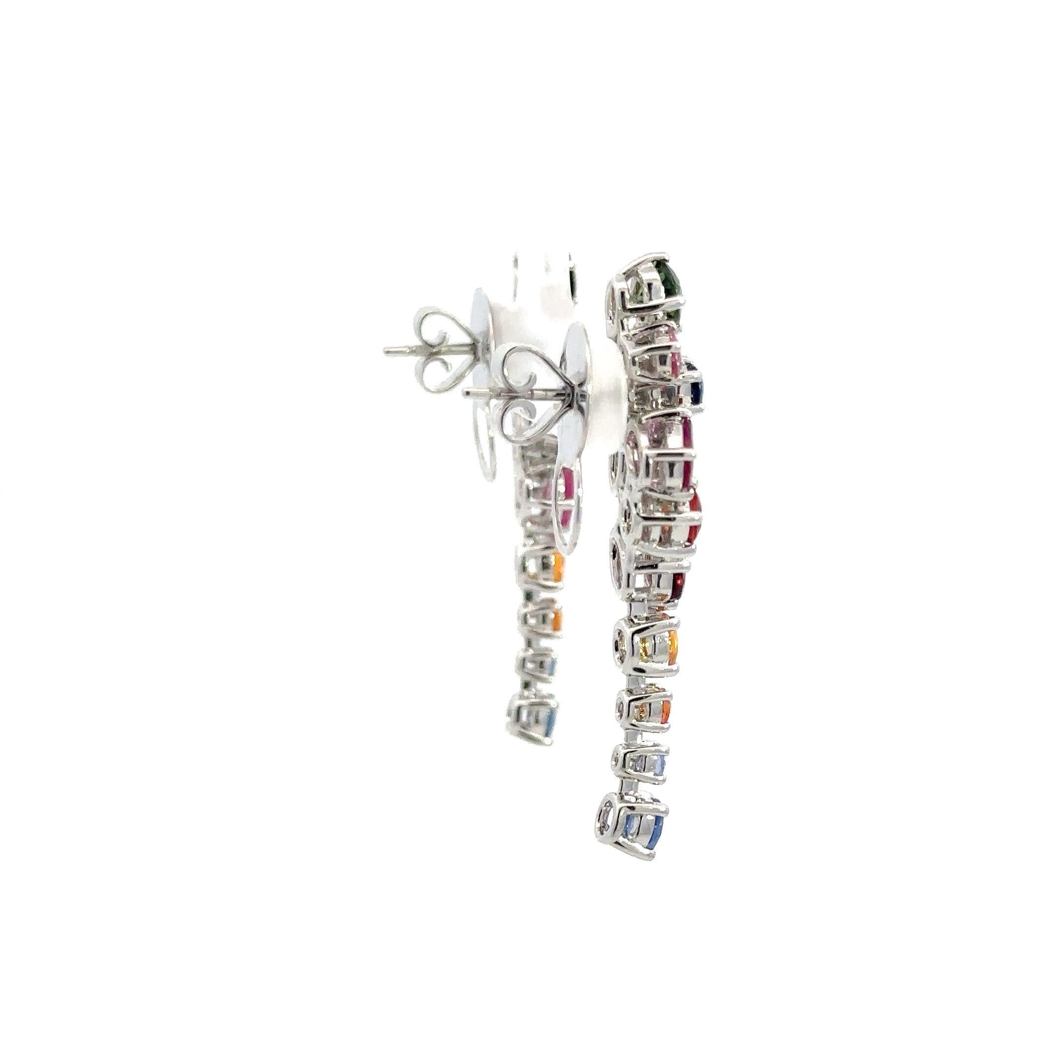 Chandelier Tourmaline Sapphire 18K White Gold Exclusive Earrings For Her For Sale 1