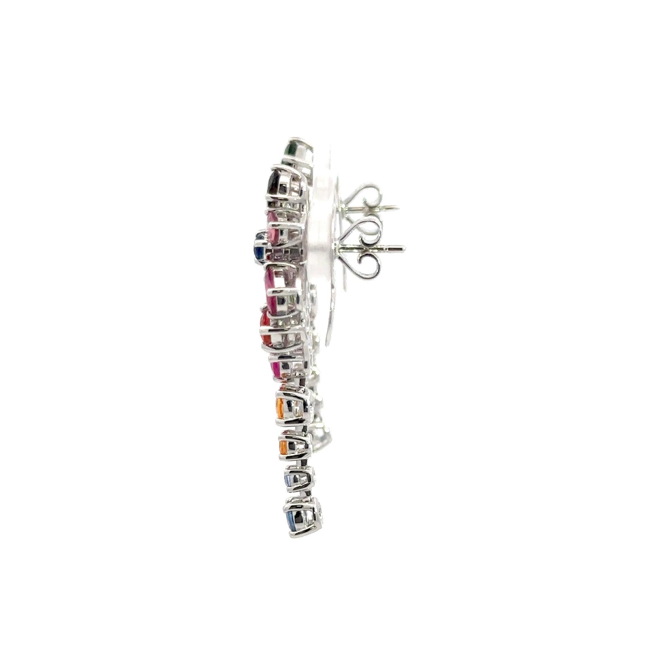 Chandelier Tourmaline Sapphire 18K White Gold Exclusive Earrings For Her For Sale 2