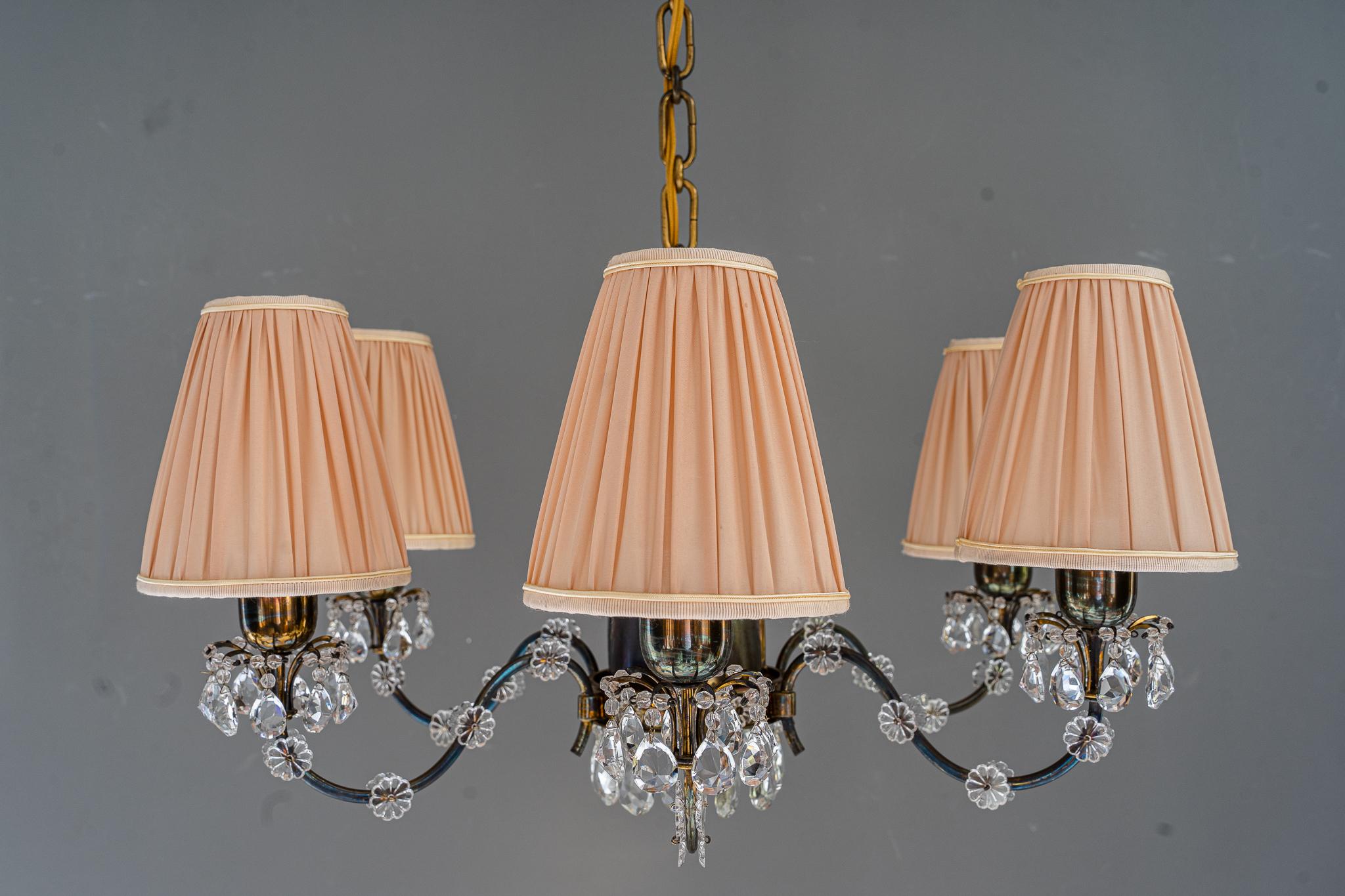 Chandelier vienna around 1950s ( Lobmeyr style )
Original condition
The fabric shades are replaced ( new )