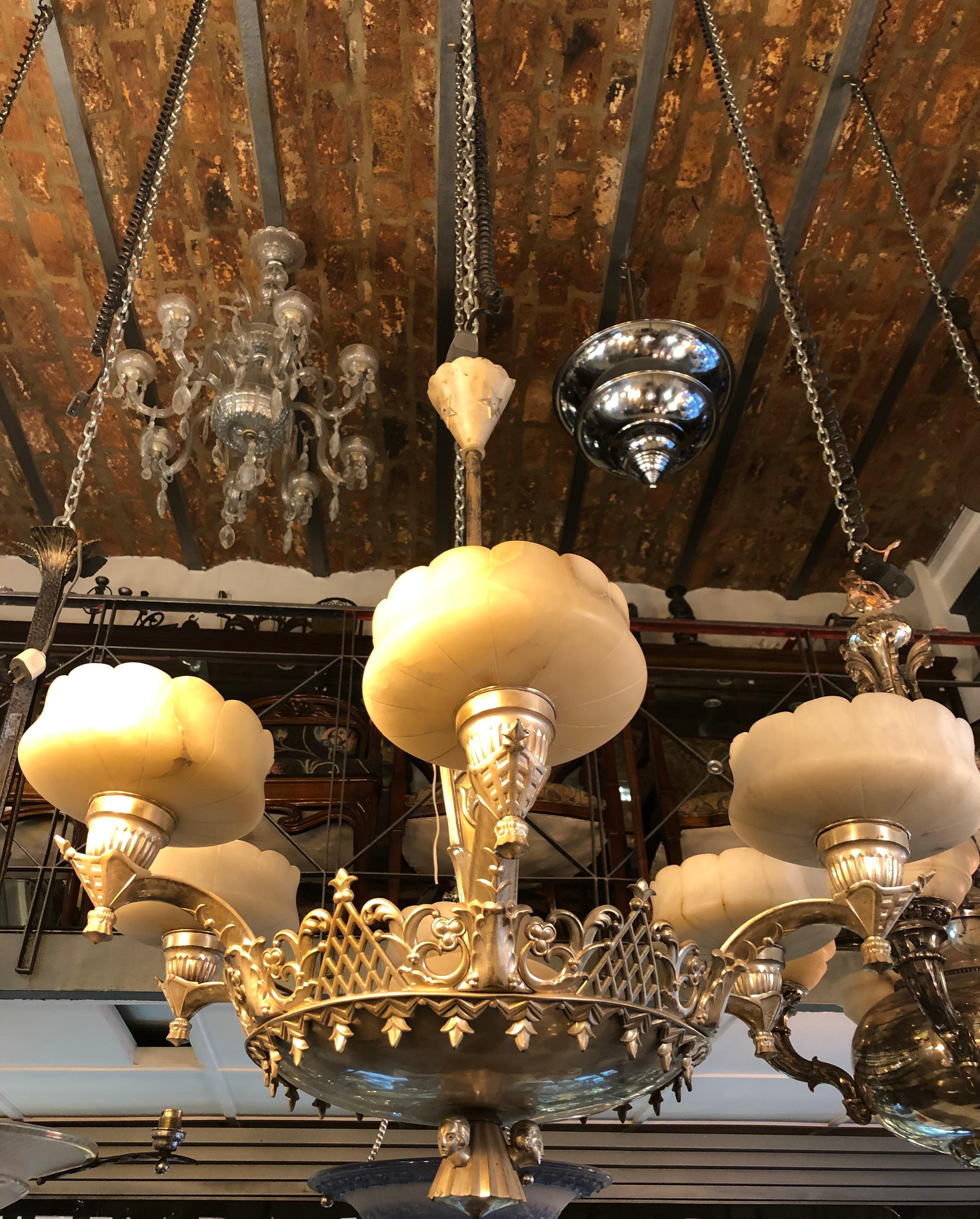 Hanging lamp Vienna Secession

Material: silver plated bronze and alabaster
Style: Vienna Secession
Country: Vienna
If you are looking for sconces to match your ceiling lighting, we have what you need.
To take care of your property and the lives of