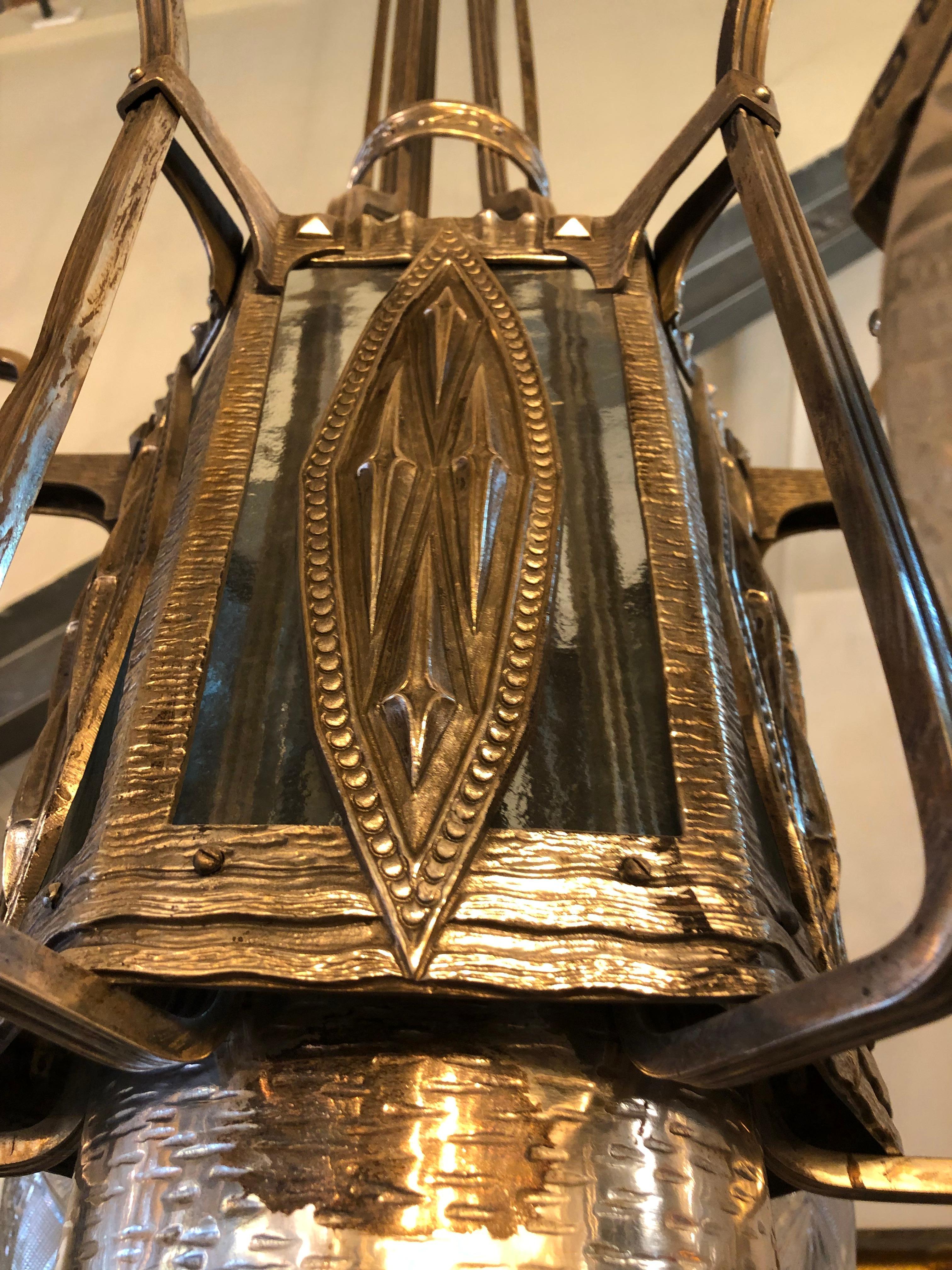 Lampadario Secessione Viennese, 1900, Bronzo placcato argento in vendita 7