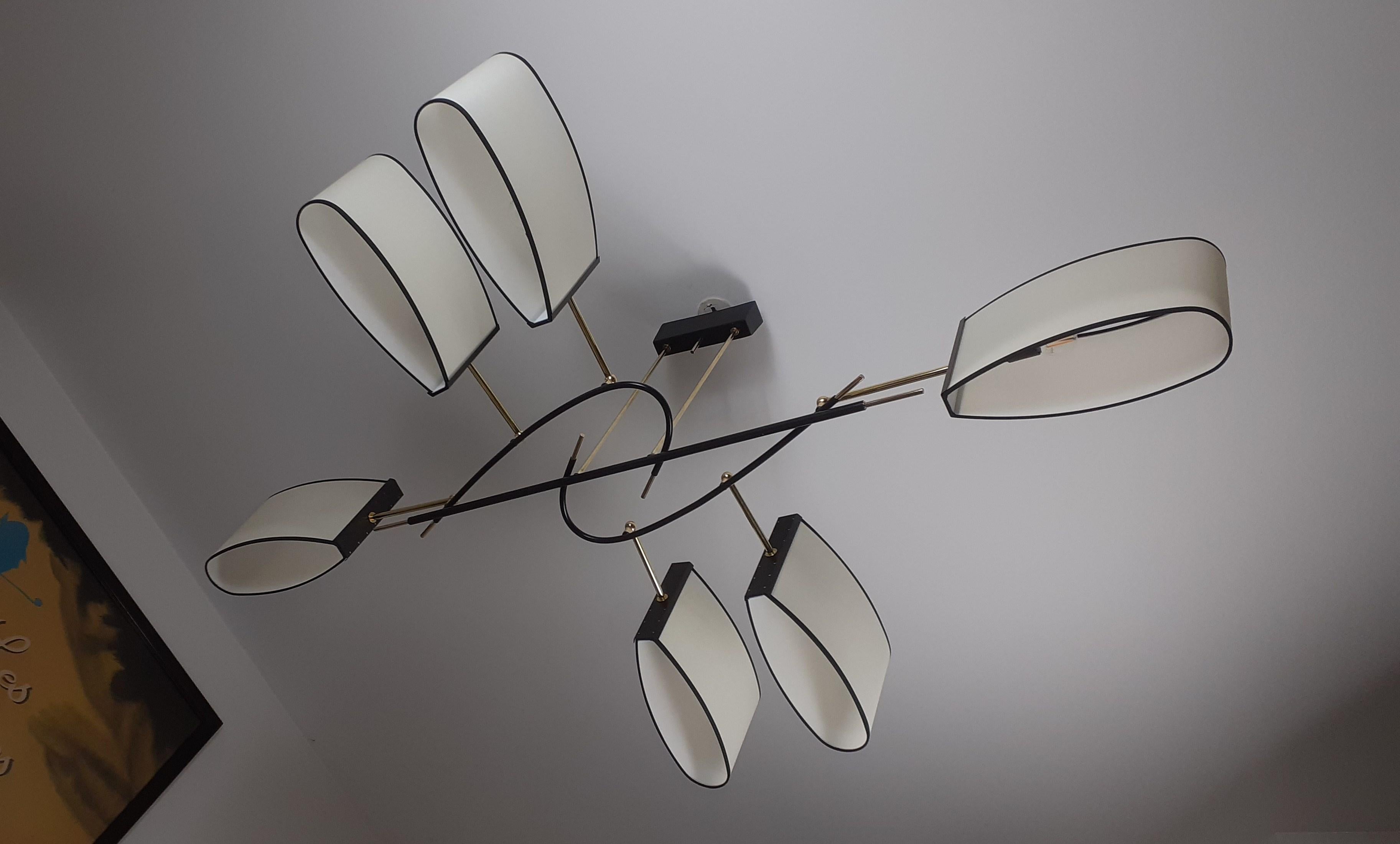 Chandelier with 6 Sconces Maison Lunel, circa 1950 13