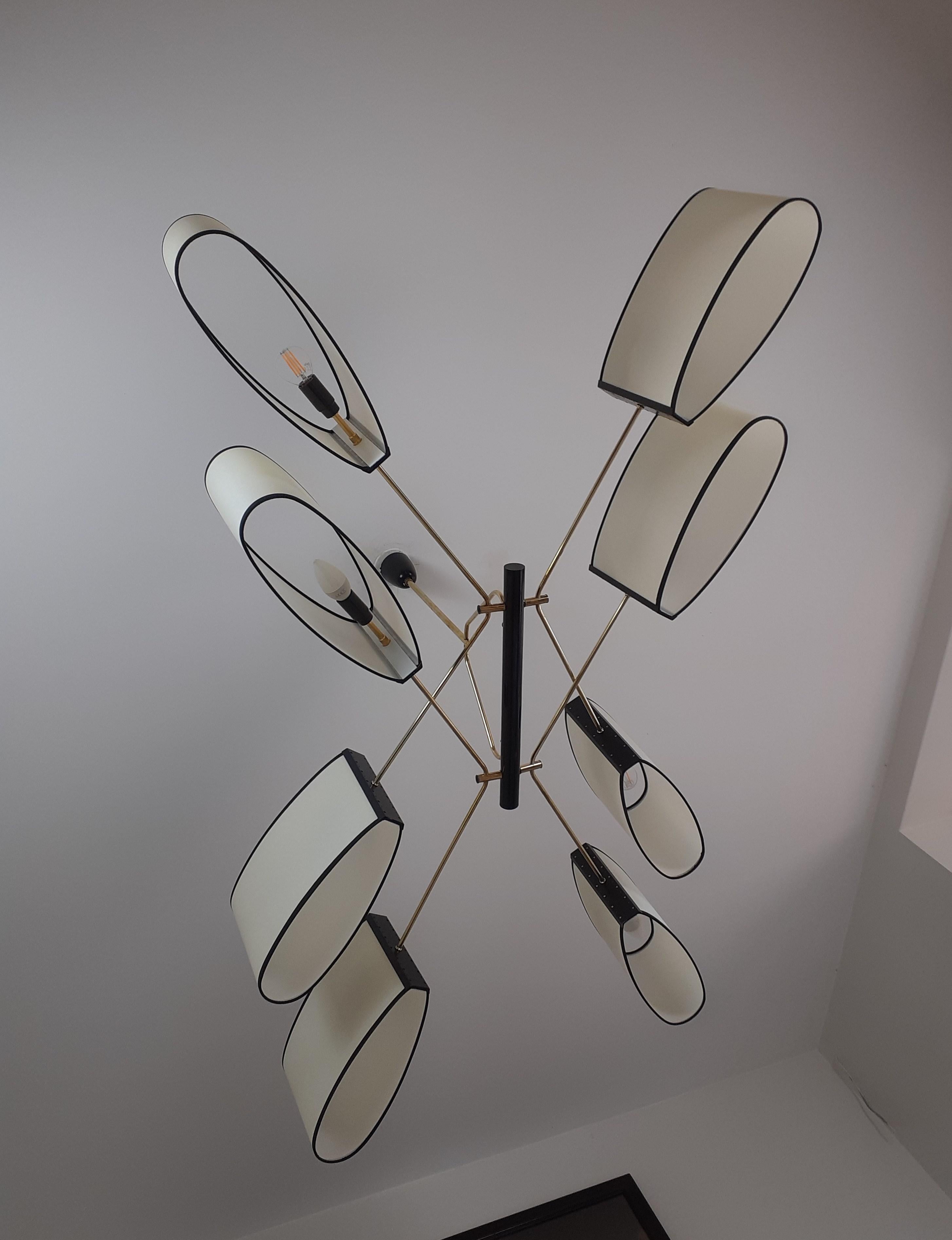 Chandelier with 8 Lights, Maison Lunel, circa 1950 In Excellent Condition In Saint-Ouen, FR