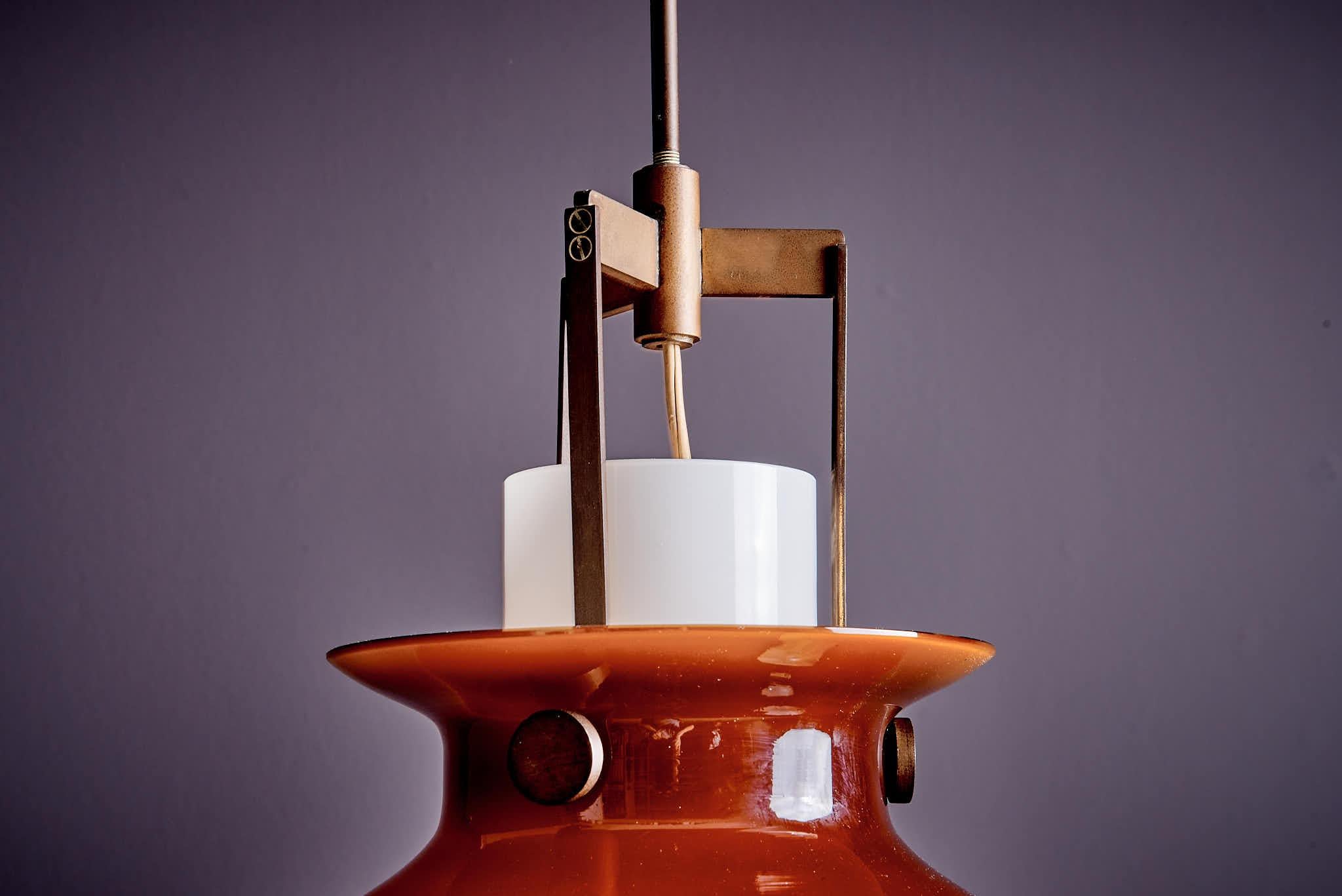 Lampadario con diffusore in vetro soffiato di Paolo Caliari, per Paolo Venini in vendita 3