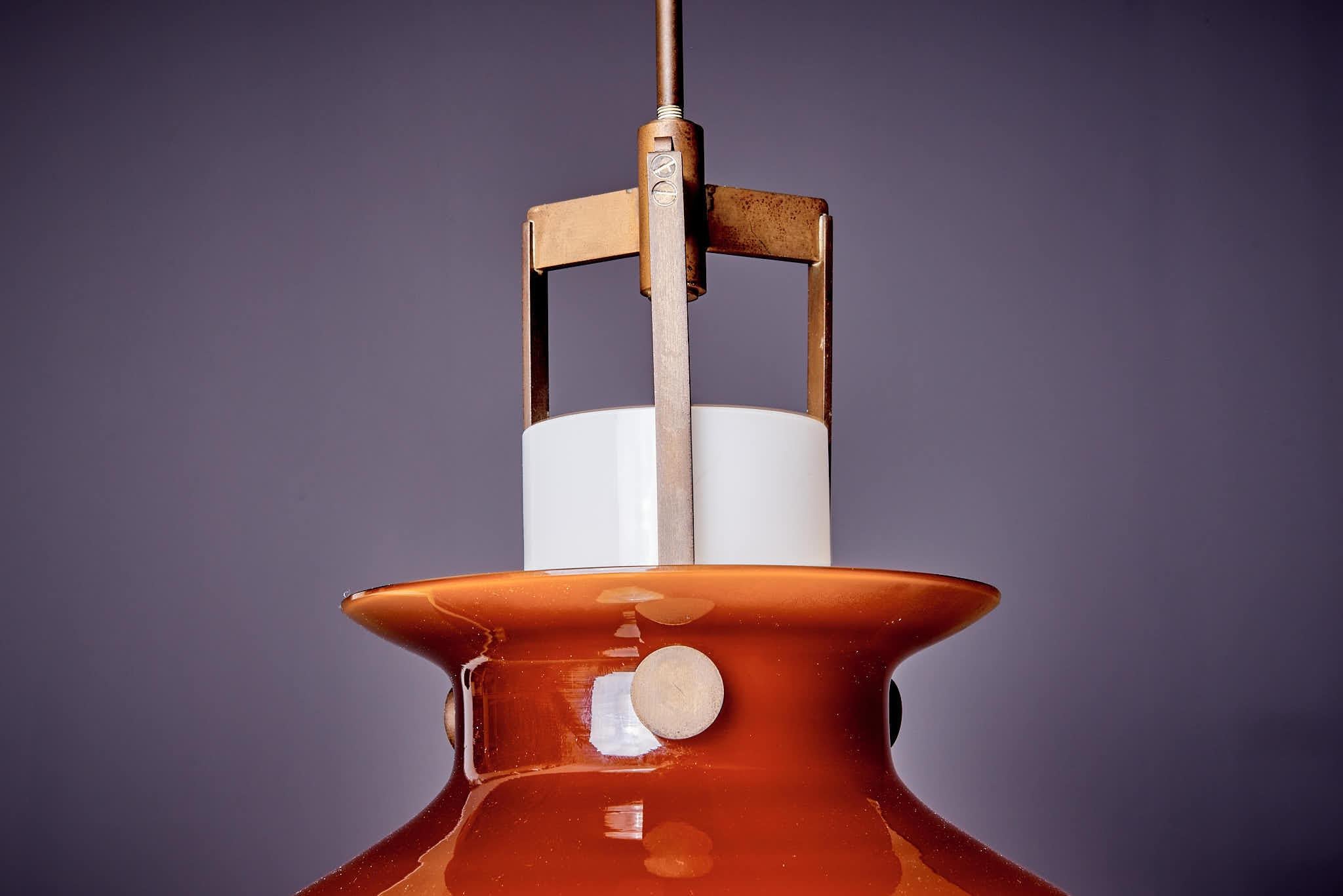 Lampadario con diffusore in vetro soffiato di Paolo Caliari, per Paolo Venini in vendita 2