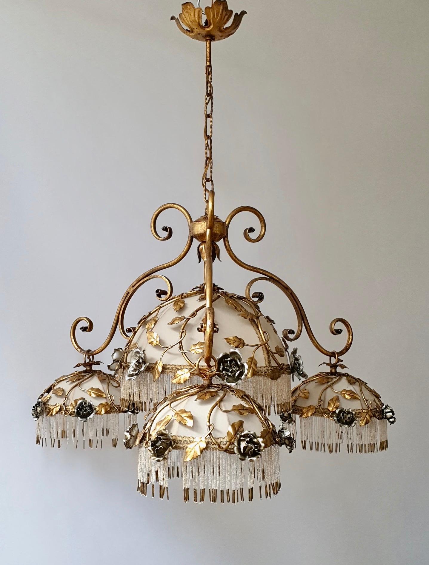 brass and silver chandelier