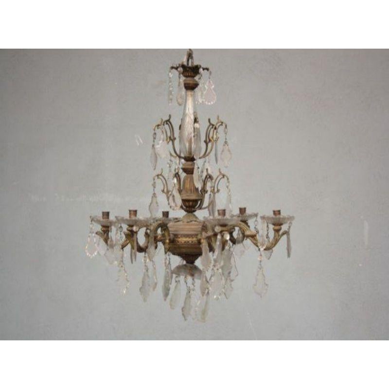 20th Century Chandelier with Bronze Drops Style, circa 1900 For Sale