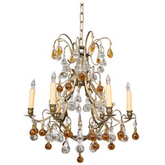 Lampadario con gocce chiare e ambra