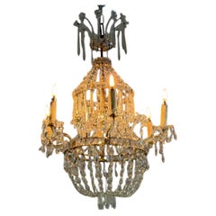 Chandelier with crystal bead tassel, 19th century