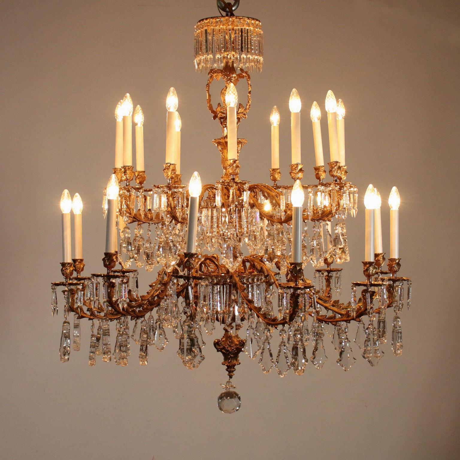 Other Chandelier with Crystal Drops, Italy, 20th Century