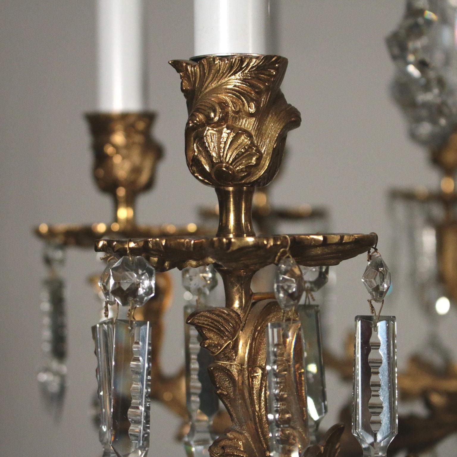Italian Chandelier with Crystal Drops, Italy, 20th Century