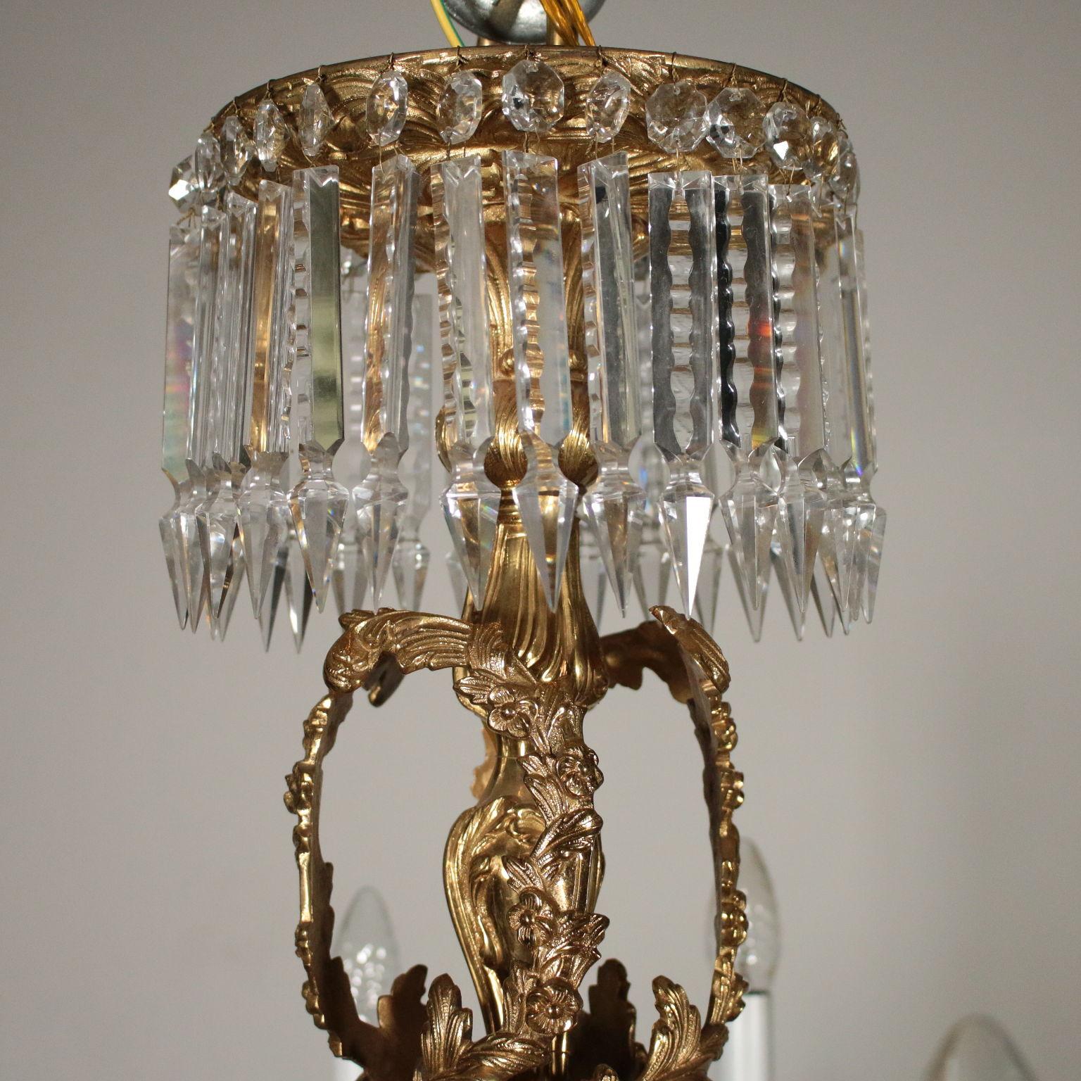 Chandelier with Crystal Drops, Italy, 20th Century In Good Condition In Milano, IT