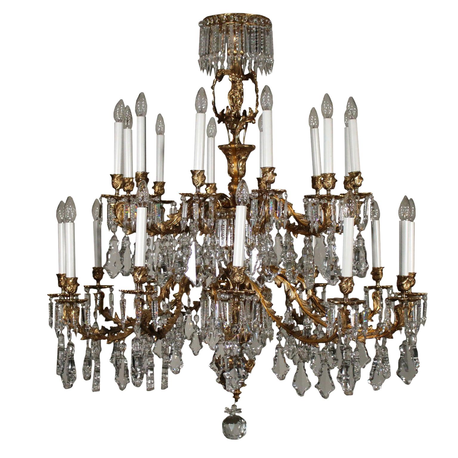 Chandelier with Crystal Drops, Italy, 20th Century