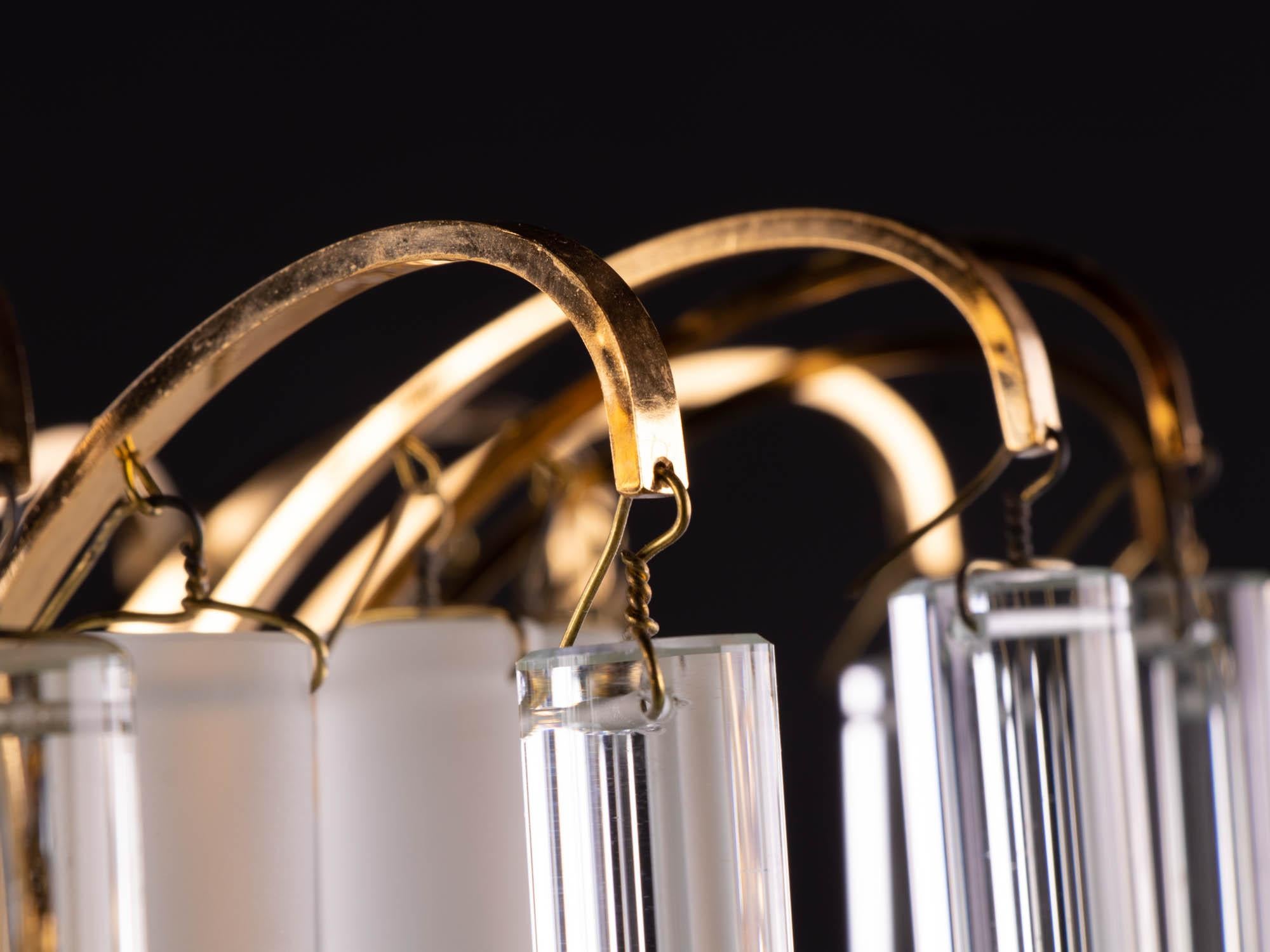 1960 Germany Palwa Chandelier Crystal Rods & Gilt Brass by Christoph Palme In Good Condition For Sale In Niederdorfelden, Hessen